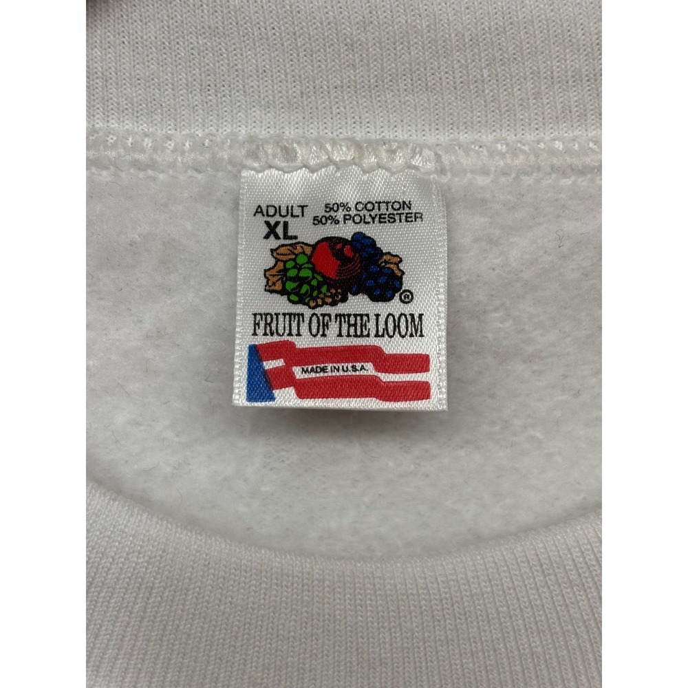 Vintage Fruit Of The Loom Sweatshirt Mens White Fleece Pullover USA Made XL NWOT - Picture 5 of 6